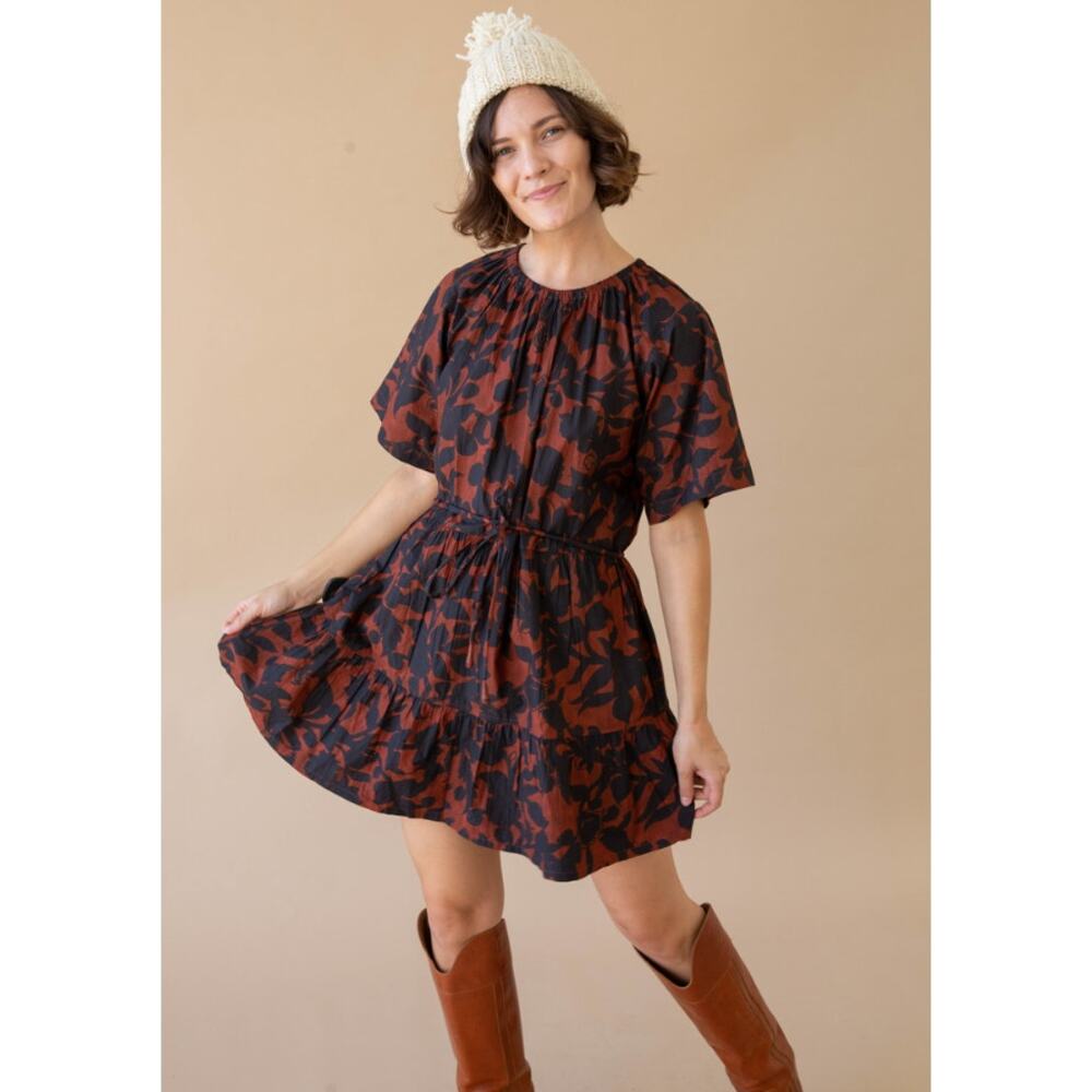 A Piece Apart Saara Tiered Mini‎ Dress Deep Botanic Size Medium